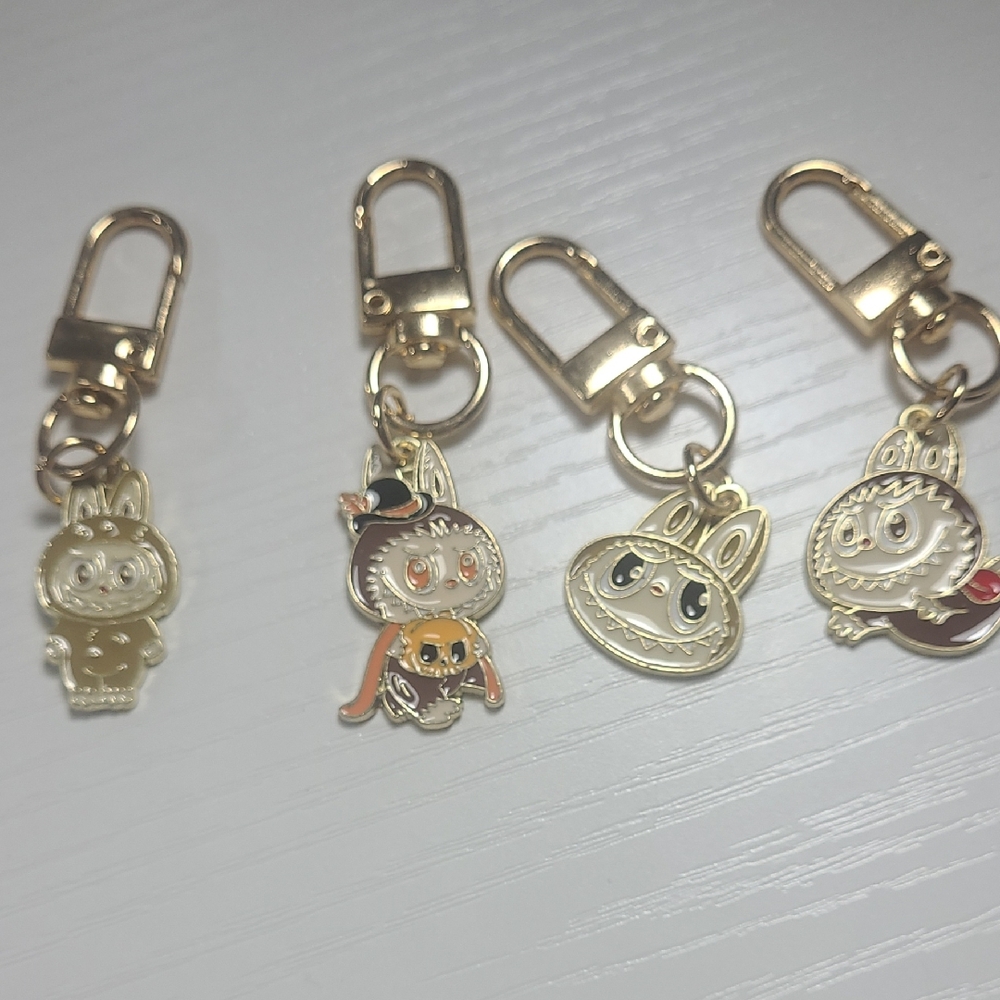 Labubu Cute Gold Character Keychains